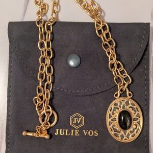 Julie Vos Gold Caspian Necklace with Gray Pendant 20 Inch